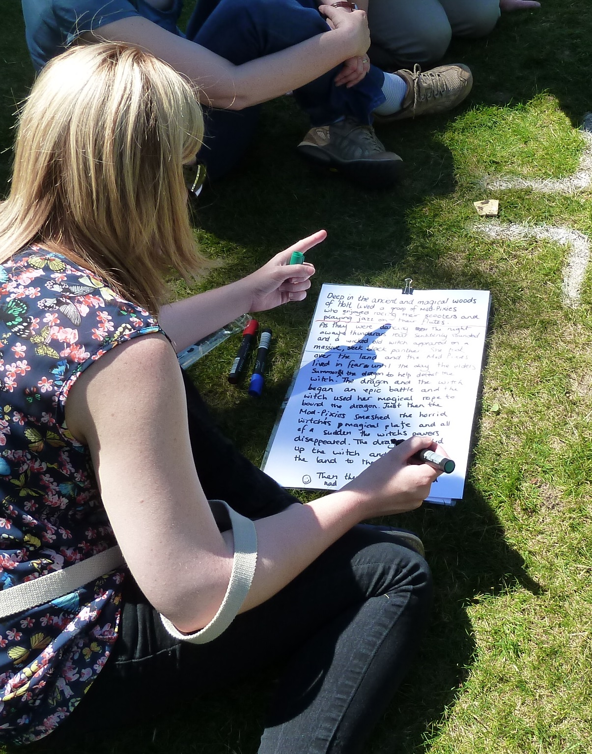 editing stories outdoors (literacy)